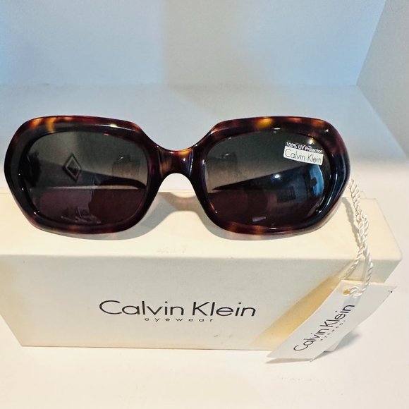 New Vintage Calvin Klein Oval Sunglasses in Dark Tortoiseshell (NWT)